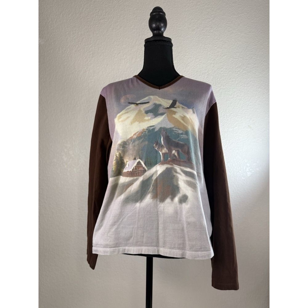 Natural Reflections Women's Long sleeve Large Nature Graphic 100% Cotton